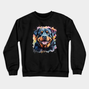 Rottie Rottweiler Bright Watercolor Painting Crewneck Sweatshirt